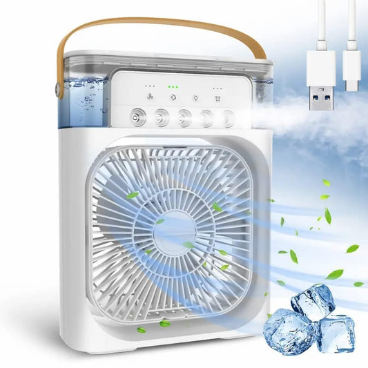 Instant Summer Relief – Mini Portable Air Cooler Fan with Water Mist & USB Rechargeable Power