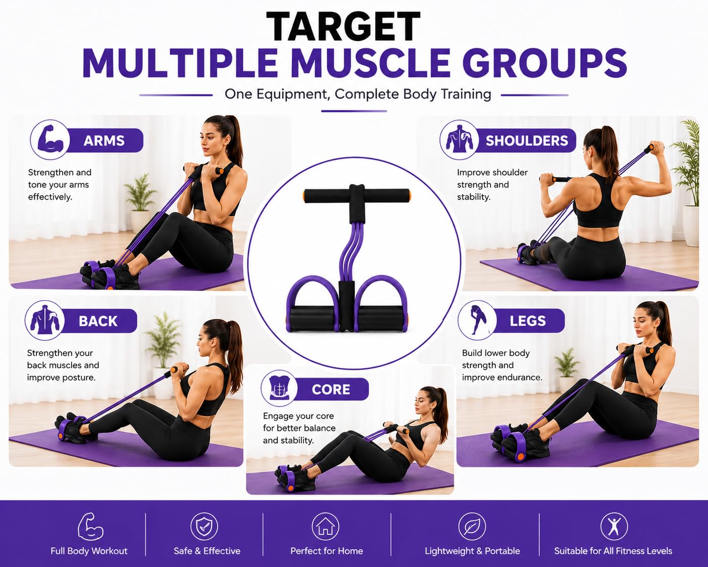 Transform Your Body at Home – 8 Tube Resistance Band Trainer