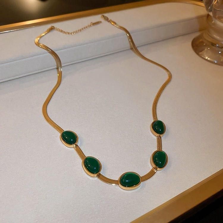 Emerald Glow Pendant & Bracelet Set